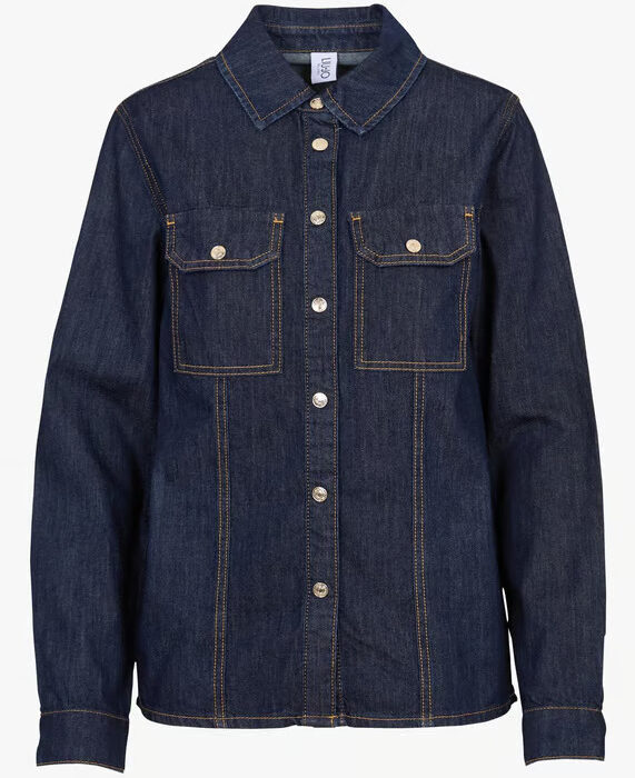 Jacket with classic cotton denim collar