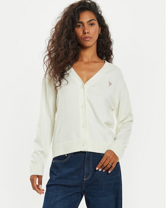 Guess Jeans Ζακέτα W4BR16 Z3HO2 Εκρού Regular Fit