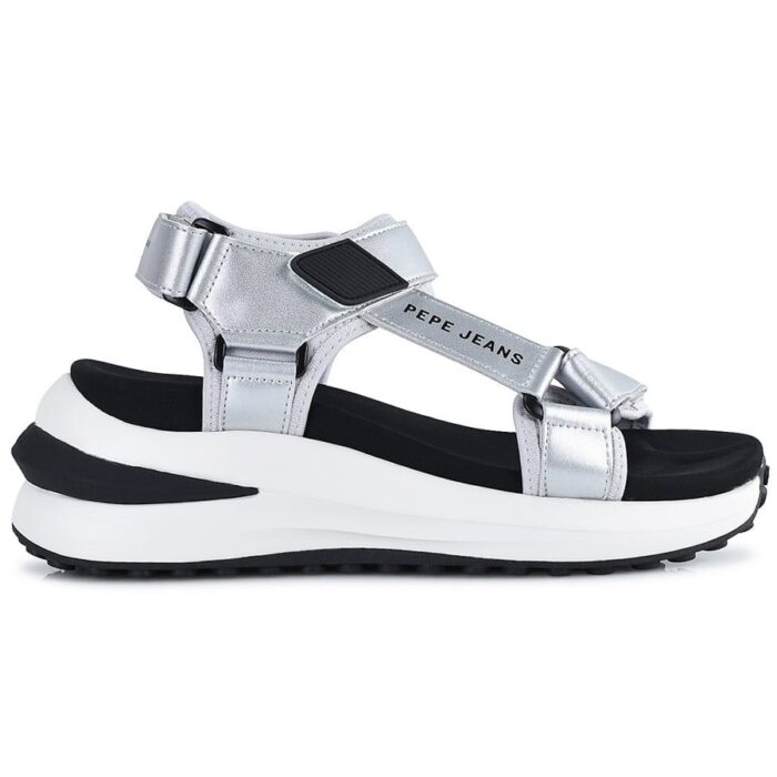 Pepe Jeans Καλοκαιρινές Γυναικείες Πλατφόρμες Ασημί PLS90707-934