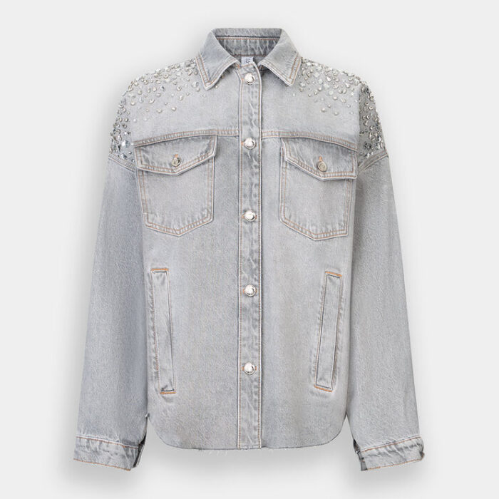 LIU JO Denim jacket with rhinestones