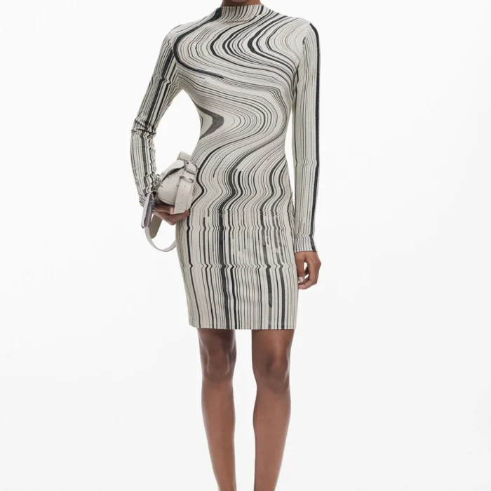 DESIGUAL Κυματιστό ριγέ φόρεμα