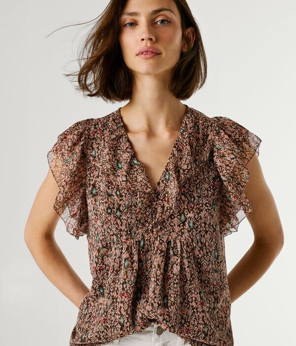 PEPE JEANS v-neck ruffle blouse